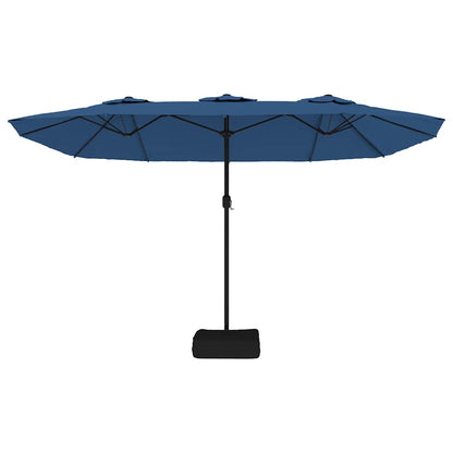 Double-Head Garden Parasol with LEDs Azure Blue 449x265 cm