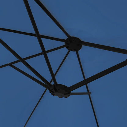 Double-Head Garden Parasol with LEDs Azure Blue 449x265 cm