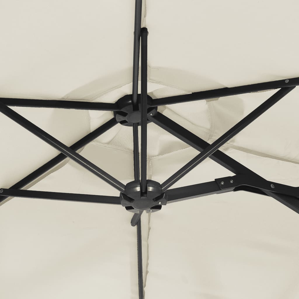 Double-Head Garden Parasol Sand White 316x145 cm