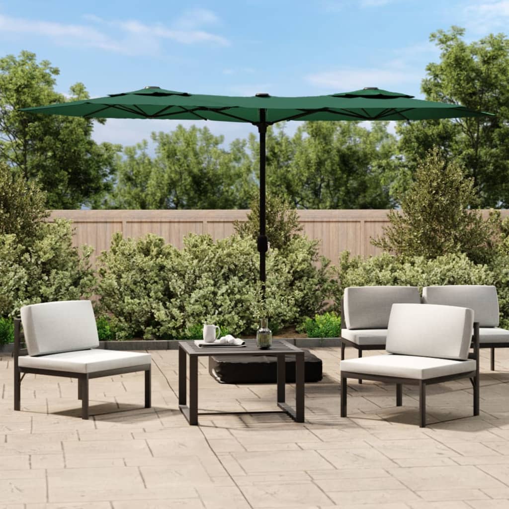 Double-Head Garden Parasol Green 316x145 cm