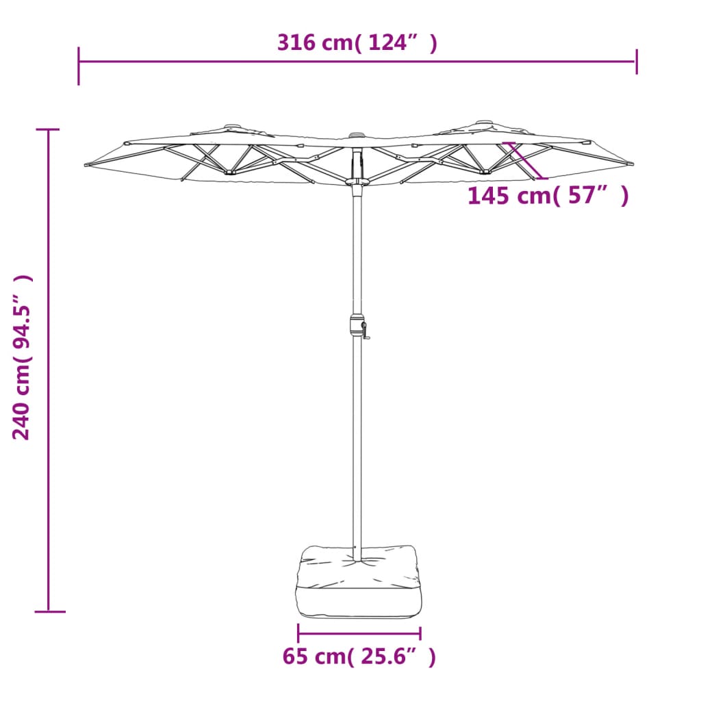 Double-Head Garden Parasol Anthracite 316x145 cm