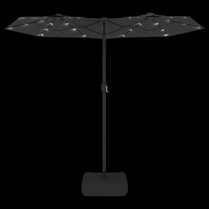 Double-Head Garden Parasol with LEDs Anthracite 316x145 cm