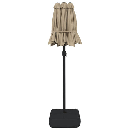 Double-Head Garden Parasol with LEDs Taupe 316x145 cm