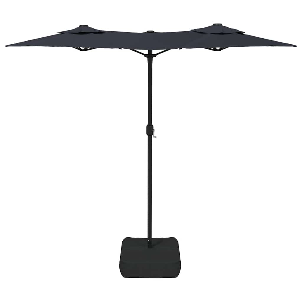 Double-Head Garden Parasol with LEDs Black 316x145 cm