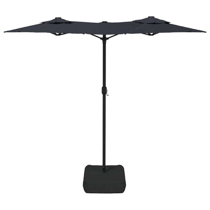 Double-Head Garden Parasol with LEDs Black 316x145 cm