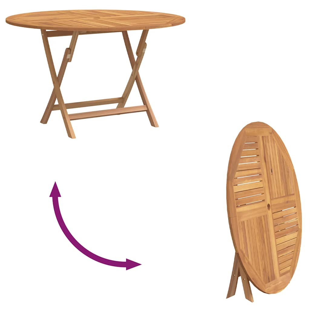 Folding Garden Table Ø 110x75 cm Solid Wood Teak
