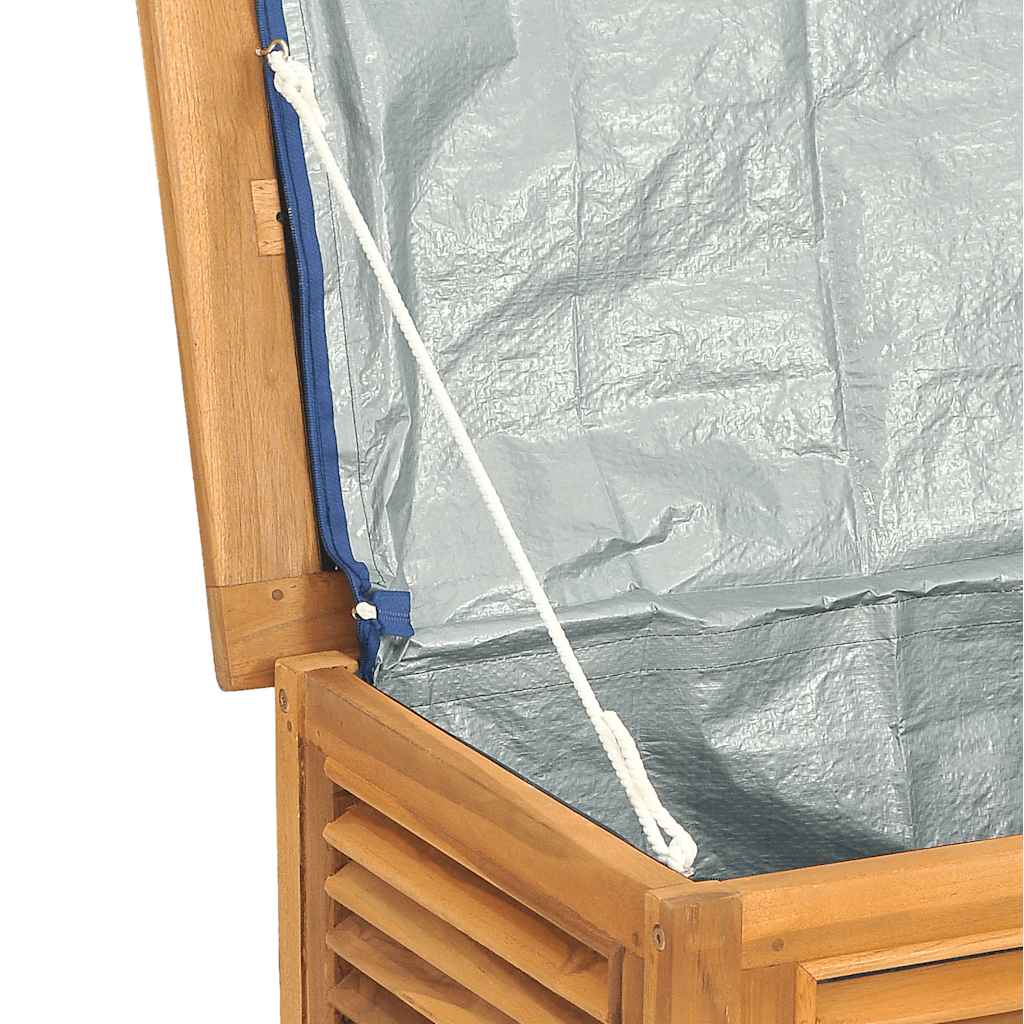 Garden Storage Box with Bag 114x50x58 cm Solid Wood Teak