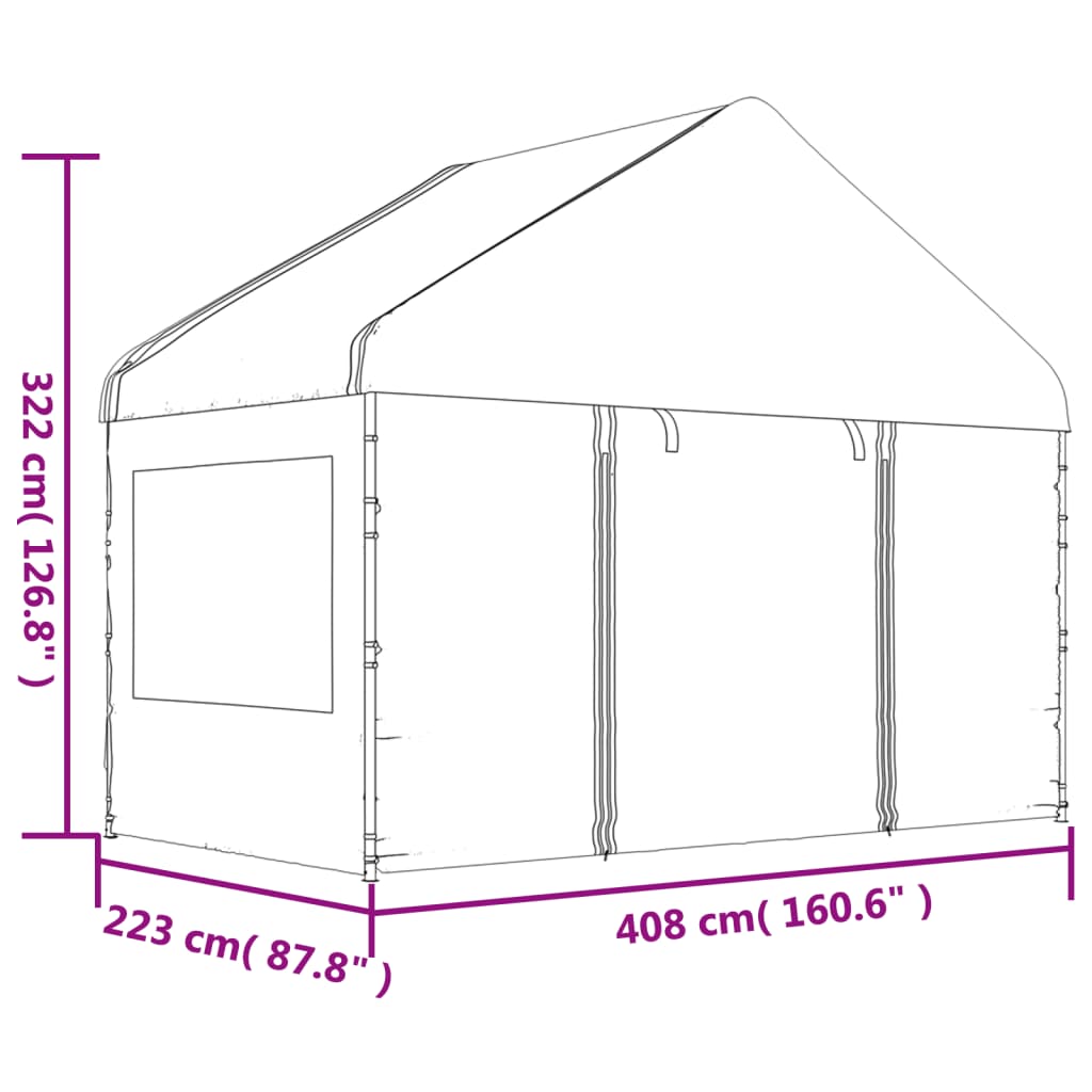 Gazebo with Roof White 11.15x4.08x3.22 m Polyethylene