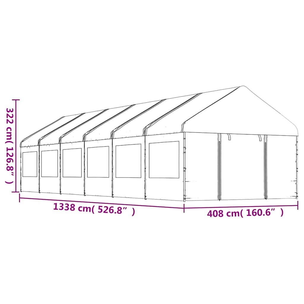Gazebo with Roof White 13.38x4.08x3.22 m Polyethylene
