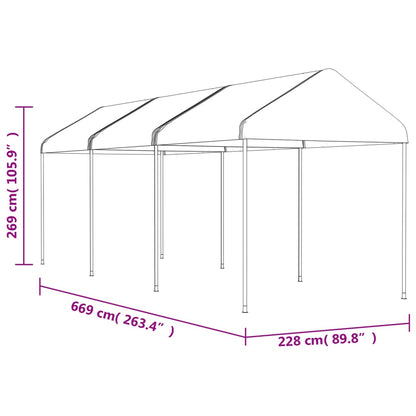 Gazebo with Roof White 6.69x2.28x2.69 m Polyethylene