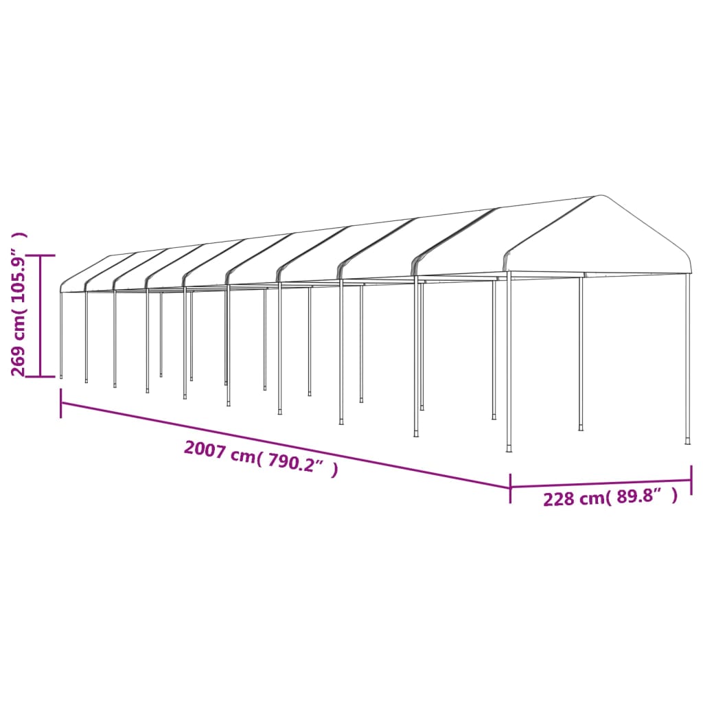 Gazebo with Roof White 20.07x2.28x2.69 m Polyethylene