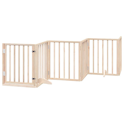 Dog Gate with Door Foldable 15 Panels 750 cm Poplar Wood