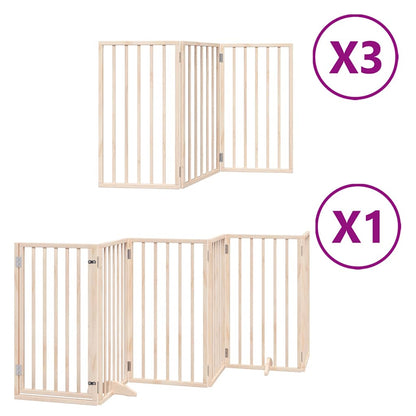 Dog Gate with Door Foldable 15 Panels 750 cm Poplar Wood