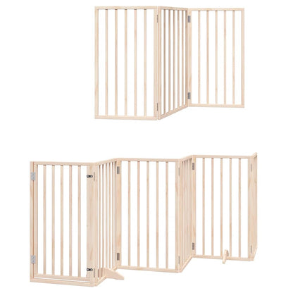 Dog Gate with Door Foldable 15 Panels 750 cm Poplar Wood