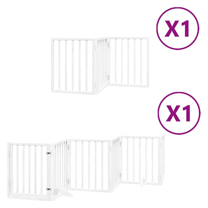 Dog Gate with Door Foldable 9 Panels White 450 cm Poplar Wood