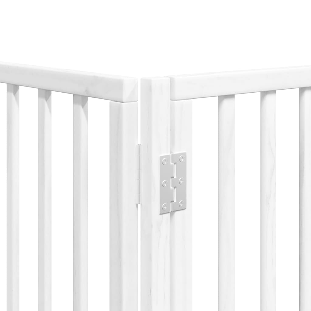 Dog Gate with Door Foldable 9 Panels White 450 cm Poplar Wood