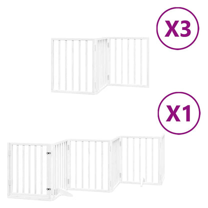 Dog Gate with Door Foldable 15 Panels White 750 cm Poplar Wood