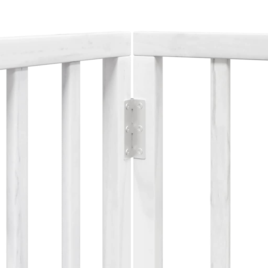 Dog Gate with Door Foldable 15 Panels White 750 cm Poplar Wood