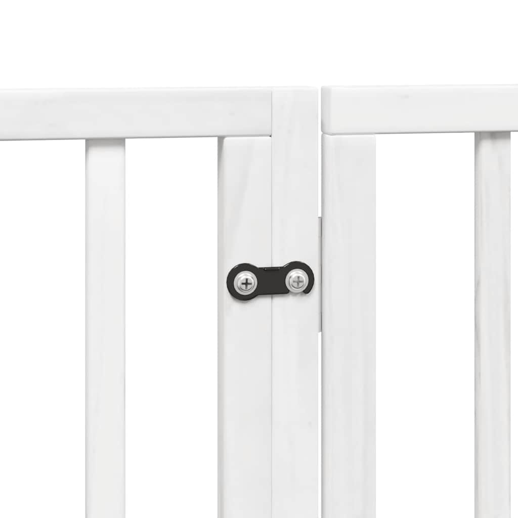 Dog Gate with Door Foldable 9 Panels White 450 cm Poplar Wood