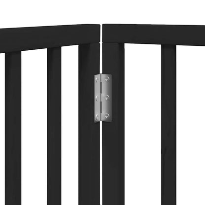 Dog Gate with Door Foldable 9 Panels Black 450 cm Poplar Wood