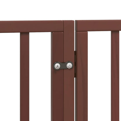 Dog Gate with Door Foldable 12 Panels Brown 600 cm Poplar Wood