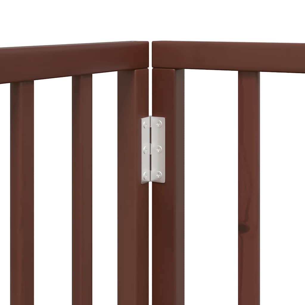 Dog Gate with Door Foldable 12 Panels Brown 600 cm Poplar Wood