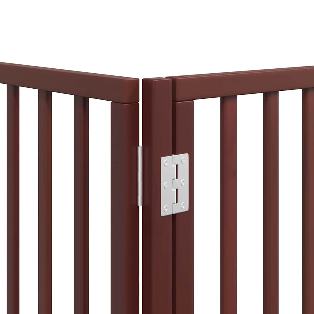 Dog Gate with Door Foldable 12 Panels Brown 600 cm Poplar Wood