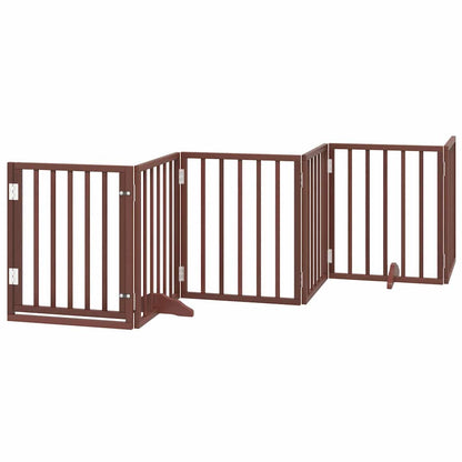 Dog Gate with Door Foldable 15 Panels Brown 750 cm Poplar Wood