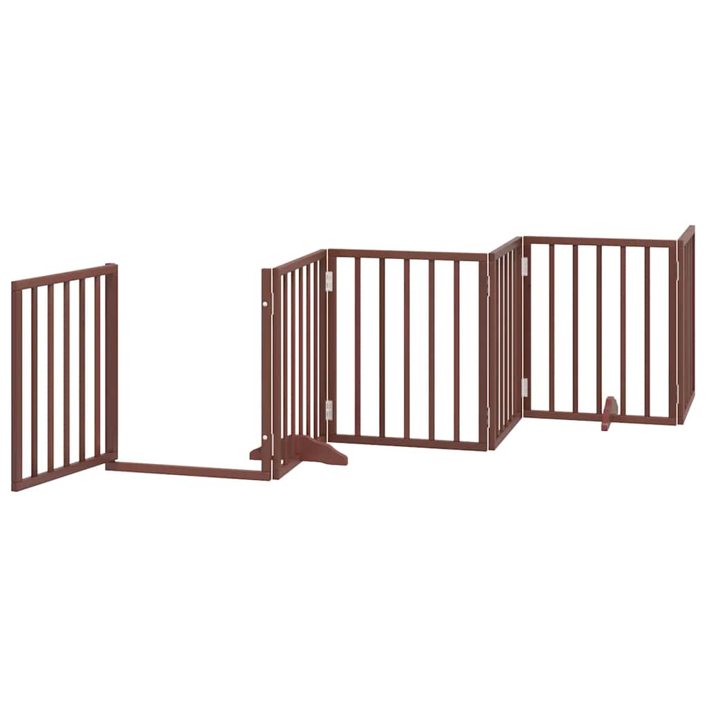 Dog Gate with Door Foldable 15 Panels Brown 750 cm Poplar Wood