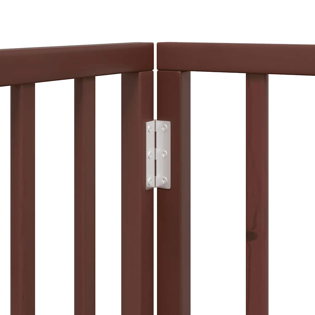 Dog Gate with Door Foldable 15 Panels Brown 750 cm Poplar Wood