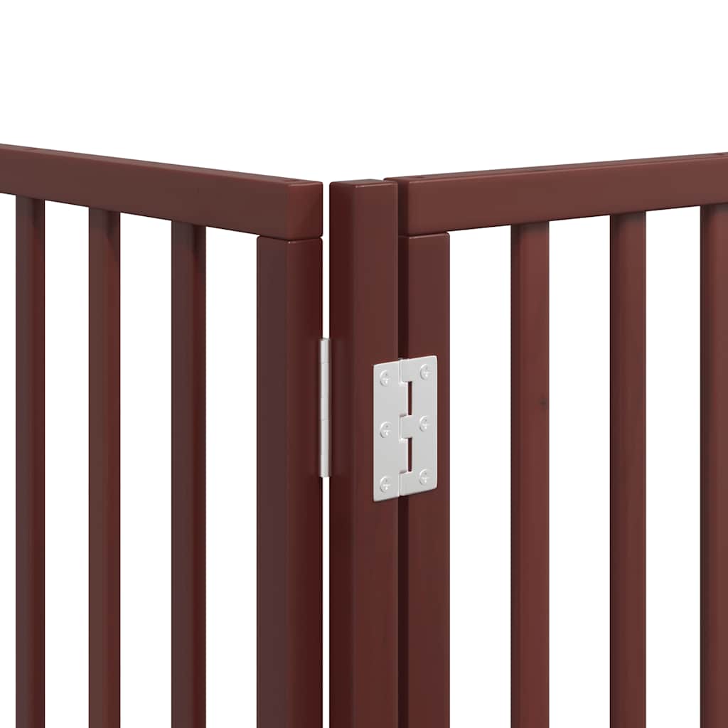 Dog Gate with Door Foldable 15 Panels Brown 750 cm Poplar Wood