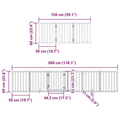 Dog Gate with Door Foldable 15 Panels Brown 750 cm Poplar Wood