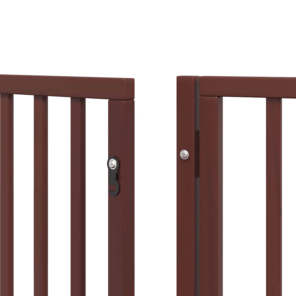 Dog Gate with Door Foldable 12 Panels Brown 600 cm Poplar Wood
