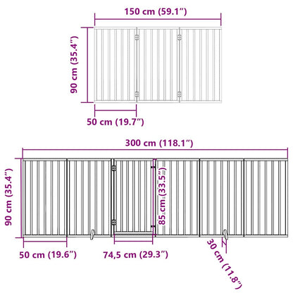 Dog Gate with Door Foldable 15 Panels Brown 750 cm Poplar Wood