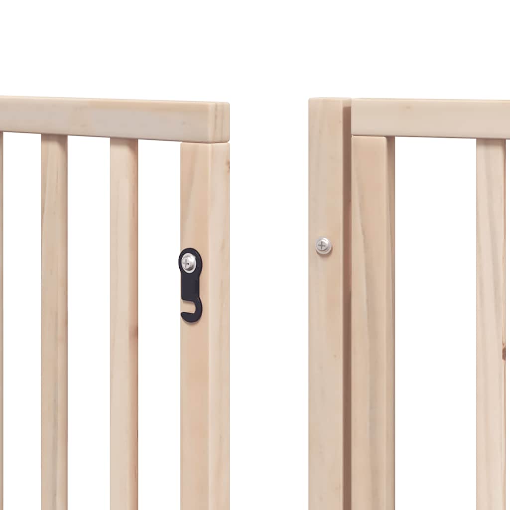 Dog Gate with Door Foldable 8 Panels 640 cm Poplar Wood