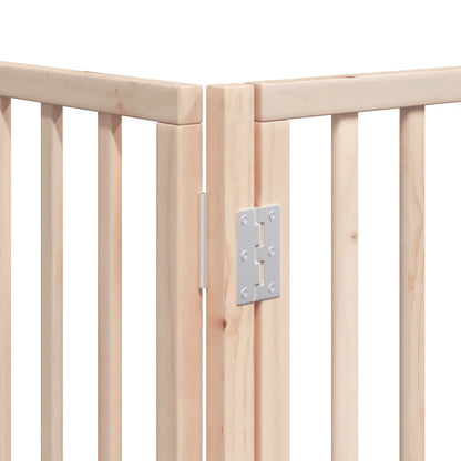 Dog Gate with Door Foldable 8 Panels 640 cm Poplar Wood