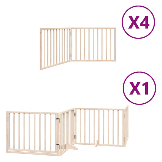 Dog Gate with Door Foldable 12 Panels 960 cm Poplar Wood