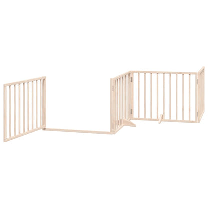 Dog Gate with Door Foldable 12 Panels 960 cm Poplar Wood