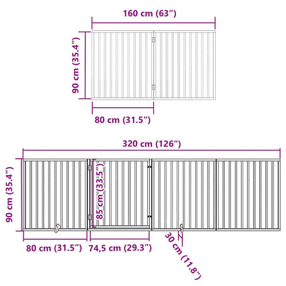 Dog Gate with Door Foldable 6 Panels 480 cm Poplar Wood
