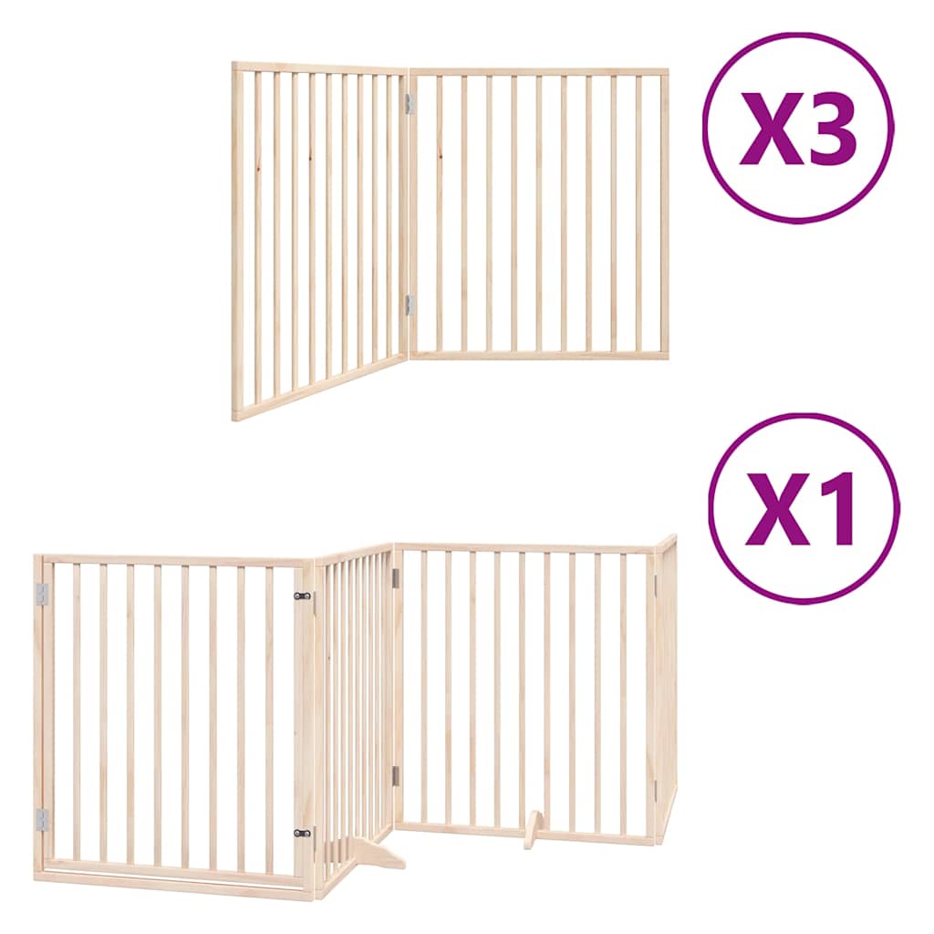 Dog Gate with Door Foldable 10 Panels 800 cm Poplar Wood