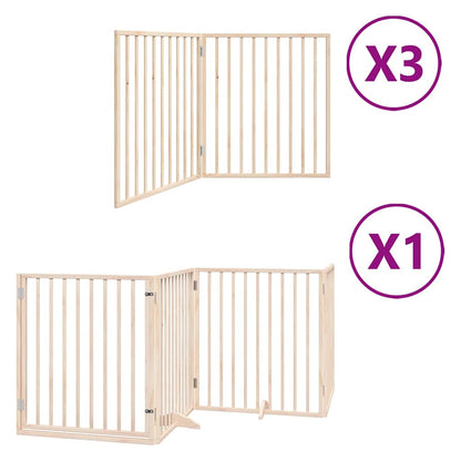 Dog Gate with Door Foldable 10 Panels 800 cm Poplar Wood