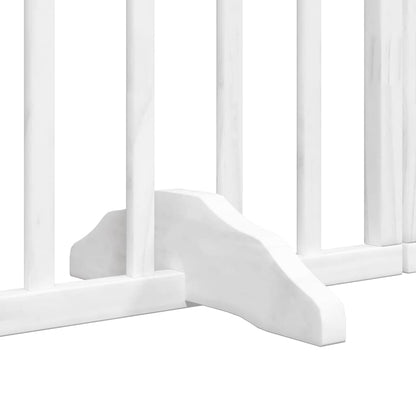 Dog Gate with Door Foldable 6 Panels White 480 cm Poplar Wood