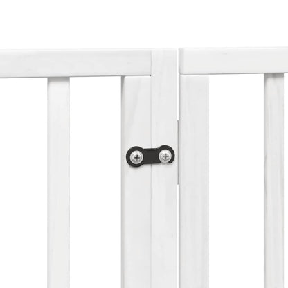 Dog Gate with Door Foldable 6 Panels White 480 cm Poplar Wood