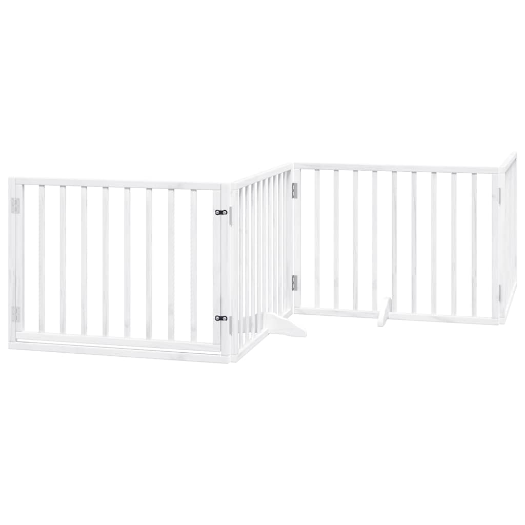 Dog Gate with Door Foldable 8 Panels White 640 cm Poplar Wood