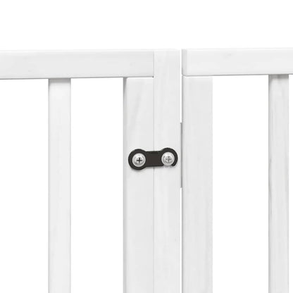 Dog Gate with Door Foldable 8 Panels White 640 cm Poplar Wood