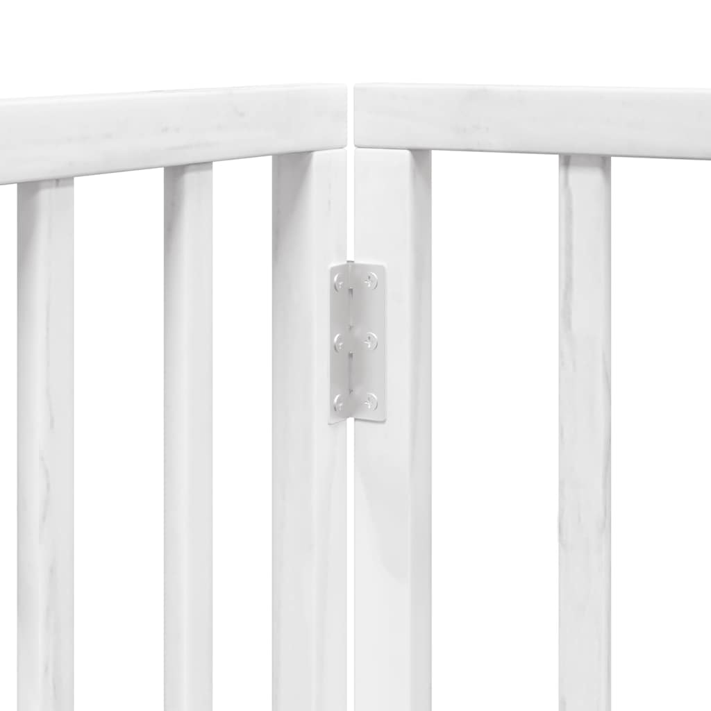 Dog Gate with Door Foldable 8 Panels White 640 cm Poplar Wood