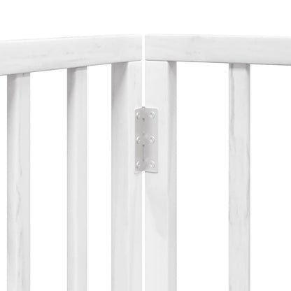 Dog Gate with Door Foldable 8 Panels White 640 cm Poplar Wood