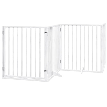 Dog Gate with Door Foldable 8 Panels White 640 cm Poplar Wood