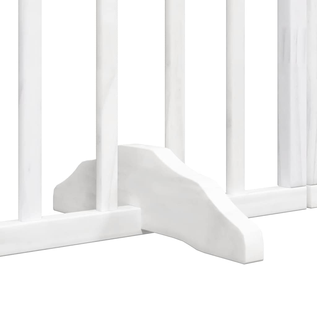 Dog Gate with Door Foldable 8 Panels White 640 cm Poplar Wood
