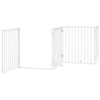 Dog Gate with Door Foldable 10 Panels White 800 cm Poplar Wood